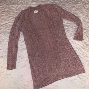 Pink chenille fuzzy cardigan